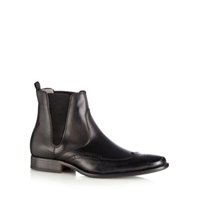 J by Jasper Conran Designer black leather brogue chelsea boots